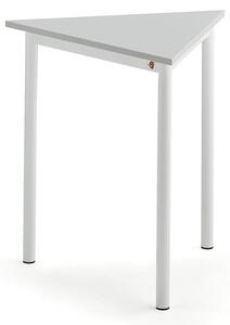 AJ Produkty Stůl BORÅS TRIANGEL, 700x700x720 mm, bílé nohy, HPL deska, šedá