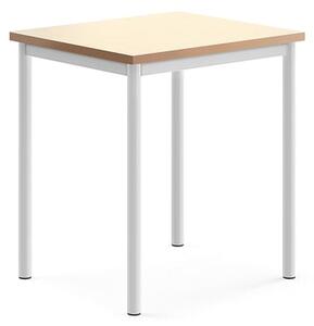 AJ Produkty Stůl SONITUS, 700x600x760 mm, bílé nohy, deska s linoleem, béžová