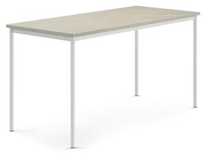 AJ Produkty Stůl SONITUS, 1800x800x900 mm, bílé nohy, deska s linoleem, šedá