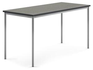 AJ Produkty Stůl SONITUS, 1800x800x900 mm, stříbrné nohy, deska s linoleem, tmavě šedá