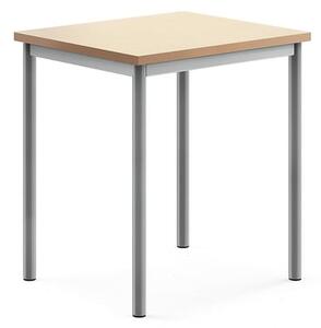 AJ Produkty Stůl SONITUS, 700x600x760 mm, stříbrné nohy, deska s linoleem, béžová