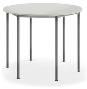 AJ Produkty Stůl BORÅS, Ø1200x900 mm, stříbrné nohy, HPL deska, šedá