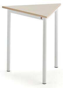 AJ Produkty Stůl BORÅS TRIANGEL, 700x700x720 mm, bílé nohy, HPL deska, bříza
