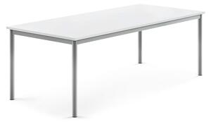 AJ Produkty Stůl BORÅS, 1800x800x600 mm, stříbrné nohy, HPL deska, bílá