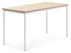AJ Produkty Stůl SONITUS, 1800x800x900 mm, bílé nohy, deska s linoleem, béžová