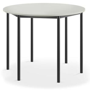 AJ Produkty Stůl BORÅS, Ø1200x900 mm, antracitově šedé nohy, HPL deska, šedá