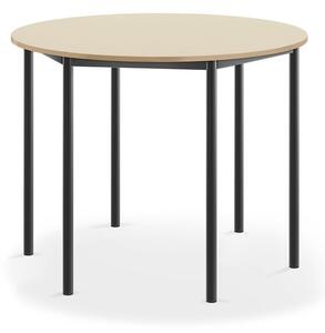 AJ Produkty Stůl BORÅS, Ø1200x900 mm, antracitově šedé nohy, HPL deska, bříza