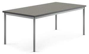 AJ Produkty Stůl SONITUS, 1600x800x600 mm, stříbrné nohy, deska s linoleem, tmavě šedá
