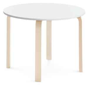 AJ Produkty Stůl ELTON, Ø 900x640 mm, bříza, akustická HPL deska, bílá