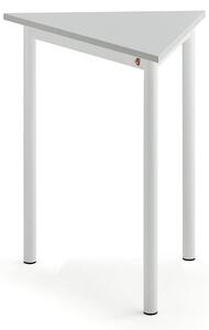 AJ Produkty Stůl BORÅS TRIANGEL, 700x600x720 mm, bílé nohy, HPL deska, šedá