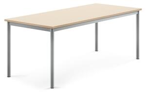 AJ Produkty Stůl BORÅS, 1600x700x600 mm, stříbrné nohy, HPL deska, bříza