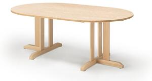 AJ Produkty Stůl KUPOL, 1500x800x600 mm, oválný, akustické linoleum, bříza/béžová