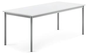 AJ Produkty Stůl BORÅS, 1600x700x600 mm, stříbrné nohy, HPL deska, bílá