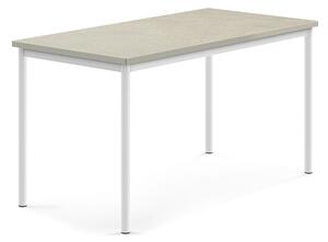 AJ Produkty Stůl SONITUS, 1400x700x720 mm, bílé nohy, deska s linoleem, šedá