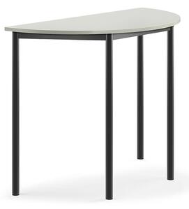 AJ Produkty Stůl BORÅS, půlkruh, 1200x600x900 mm, antracitově šedé nohy, HPL deska, šedá