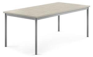 AJ Produkty Stůl SONITUS, 1600x800x600 mm, stříbrné nohy, deska s linoleem, šedá
