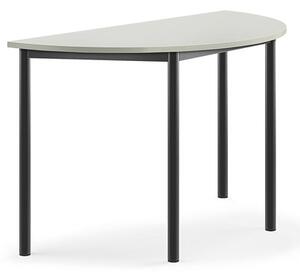 AJ Produkty Stůl BORÅS, půlkruh, 1200x600x720 mm, antracitově šedé nohy, HPL deska, šedá