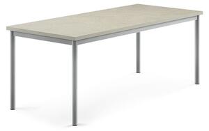 AJ Produkty Stůl SONITUS, 1600x700x600 mm, stříbrné nohy, deska s linoleem, šedá