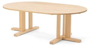 AJ Produkty Stůl KUPOL, 1500x800x500 mm, oválný, akustické linoleum, bříza/béžová