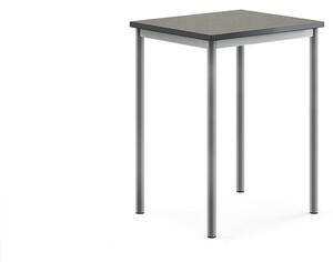AJ Produkty Stůl SONITUS, 700x600x900 mm, stříbrné nohy, deska s linoleem, tmavě šedá