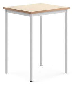 AJ Produkty Stůl SONITUS, 700x600x900 mm, bílé nohy, deska s linoleem, béžová