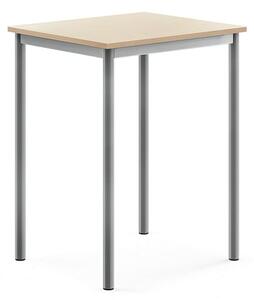 AJ Produkty Stůl SONITUS, 700x600x900 mm, stříbrné nohy, HPL deska tlumící hluk, bříza