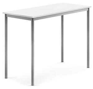 AJ Produkty Stůl BORÅS, 1200x600x900 mm, stříbrné nohy, HPL deska, bílá