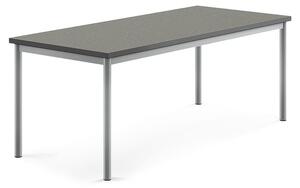 AJ Produkty Stůl SONITUS, 1600x700x600 mm, stříbrné nohy, deska s linoleem, tmavě šedá