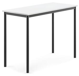 AJ Produkty Stůl BORÅS, 1200x600x900 mm, antracitově šedé nohy, HPL deska, bílá