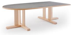 AJ Produkty Stůl KUPOL, 1800x800x500 mm, půlovál, akustické linoleum, bříza/šedá