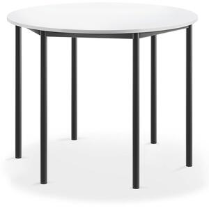 AJ Produkty Stůl BORÅS, Ø1200x900 mm, antracitově šedé nohy, HPL deska, bílá