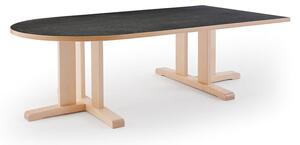 AJ Produkty Stůl KUPOL, 1800x800x500 mm, půlovál, akustické linoleum, bříza/tmavě šedá