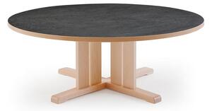AJ Produkty Stůl KUPOL, Ø1300x500 mm, akustické linoleum, bříza/tmavě šedá
