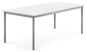 AJ Produkty Stůl BORÅS, 1600x800x600 mm, stříbrné nohy, HPL deska, bílá