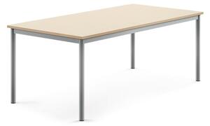 AJ Produkty Stůl BORÅS, 1600x800x600 mm, stříbrné nohy, HPL deska, bříza