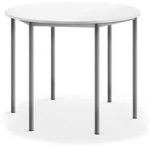 AJ Produkty Stůl BORÅS, Ø1200x900 mm, stříbrné nohy, HPL deska, bílá