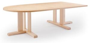 AJ Produkty Stůl KUPOL, 1800x800x500 mm, půlovál, akustické linoleum, bříza/béžová