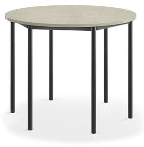AJ Produkty Stůl SONITUS, Ø1200x900 mm, antracitově šedé nohy, deska s linoleem, šedá