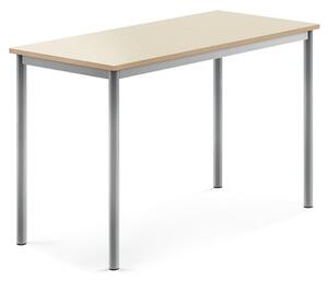 AJ Produkty Stůl BORÅS, 1200x600x760 mm, stříbrné nohy, HPL deska, bříza