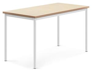 AJ Produkty Stůl SONITUS, 1400x700x760 mm, bílé nohy, deska s linoleem, béžová