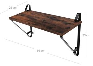 Sada 2x Nástěnná police SHELFY 60x33x20 cm hnědá/černá