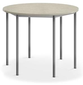 AJ Produkty Stůl SONITUS, Ø1200x900 mm, stříbrné nohy, deska s linoleem, šedá