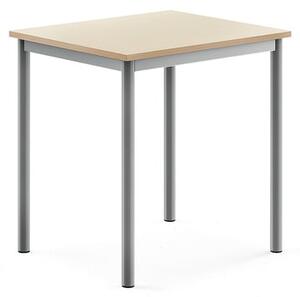 AJ Produkty Stůl BORÅS, 700x600x720 mm, stříbrné nohy, HPL deska, bříza