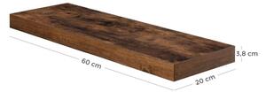 Nástěnná police SHELFY 60x4x20 cm hnědá