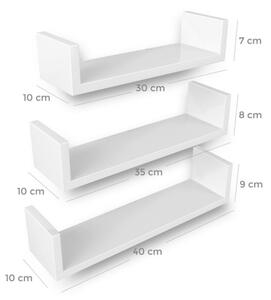 Sada 3x nástěnná police SHELFY bílá