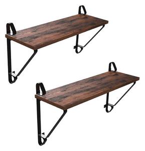 Sada 2x Nástěnná police SHELFY 60x33x20 cm hnědá/černá