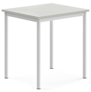 AJ Produkty Stůl BORÅS, 700x600x720 mm, bílé nohy, HPL deska, šedá