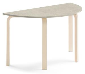 AJ Produkty Stůl ELTON, půlkruh, 1200x600x710 mm, bříza, akustické linoleum, šedá