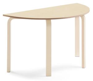 AJ Produkty Stůl ELTON, půlkruh, 1200x600x710 mm, bříza, akustické linoleum, béžová
