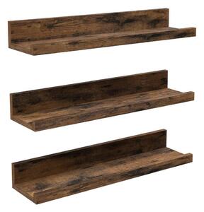 Sada 3x Nástěnná police SHELFY 38x5x10 cm hnědá